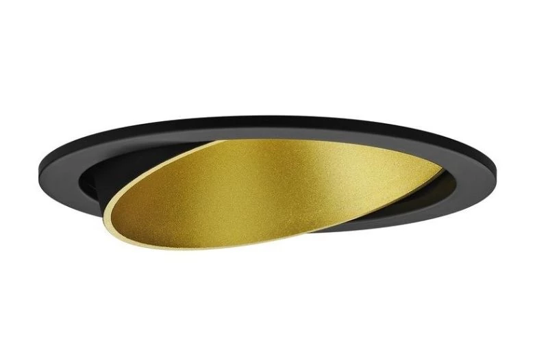 Round recessed ceiling spotlight Ringo Tilt 1 swivelling in black-gold