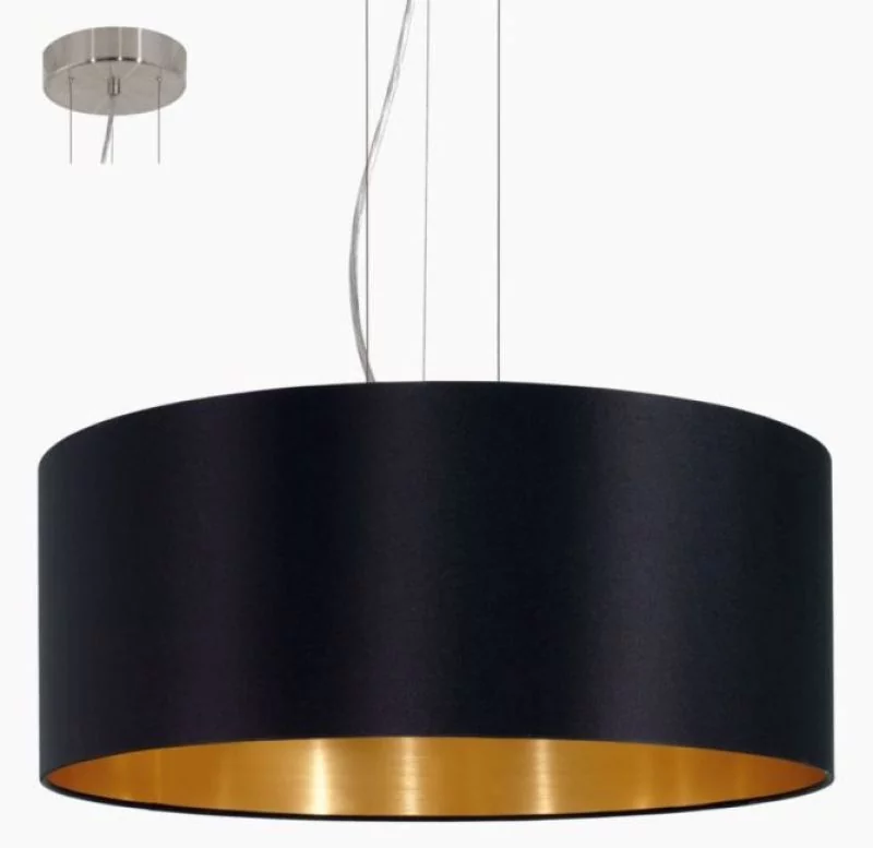 Pendellampe Maserlo in schwarz/gold