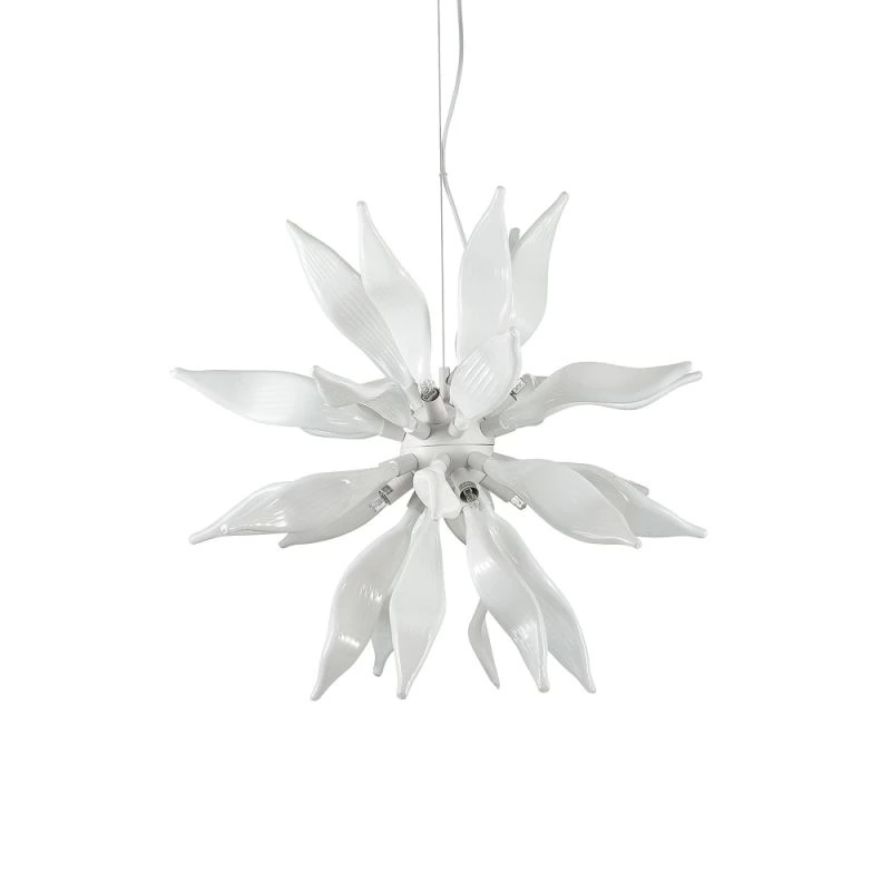 Ideal Lux glass LED pendant lamp Leaves white SP8
