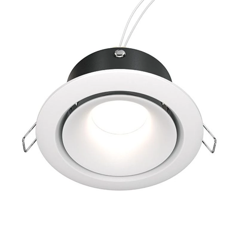 White recessed spotlight with springs for ceiling installation