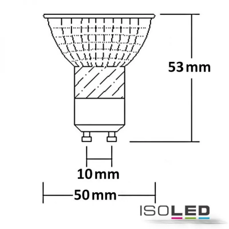 Skizze vom GU10 LED Leuchtmittel prismatisch