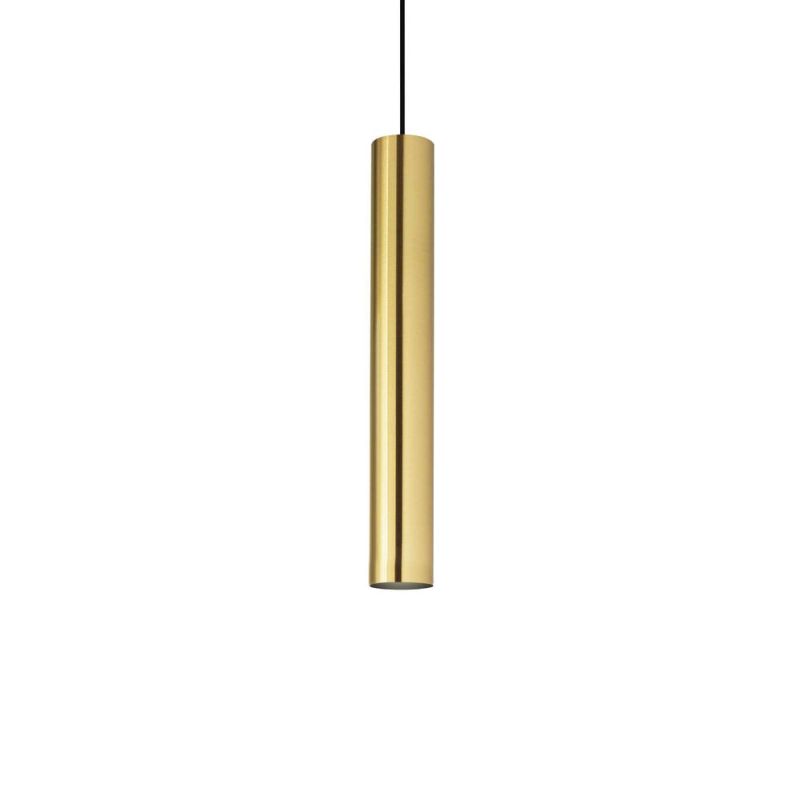 Goldene Pendellampe mit Zylinder Lampenschirm
