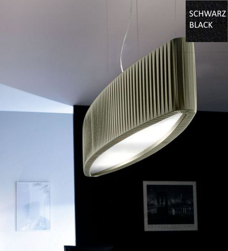 Oval hanging lamp Elisse with black pleated lampshade