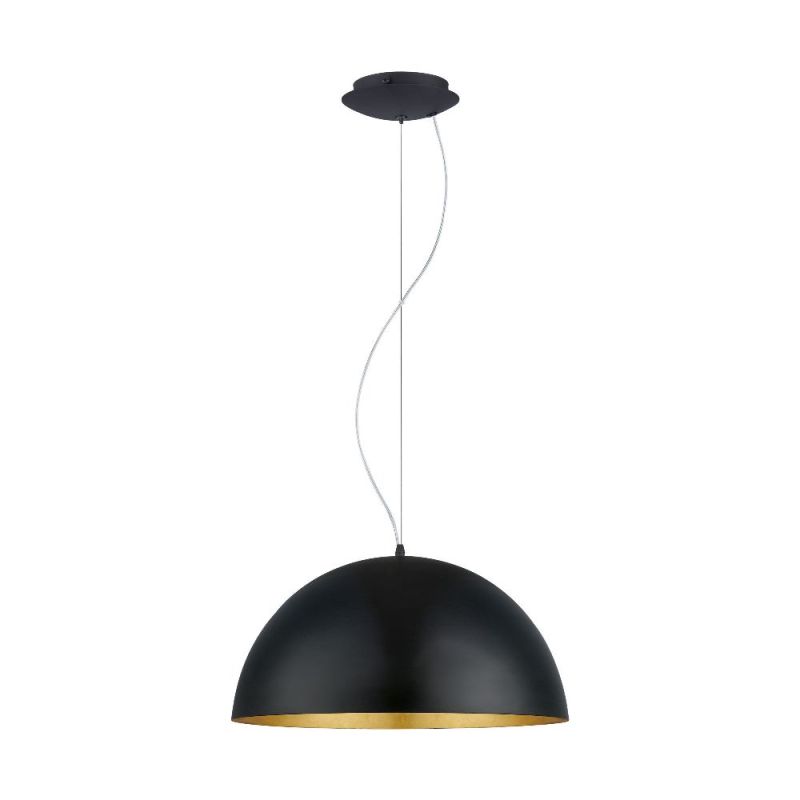 Globe hanging lamp Gaetano E27 black gold