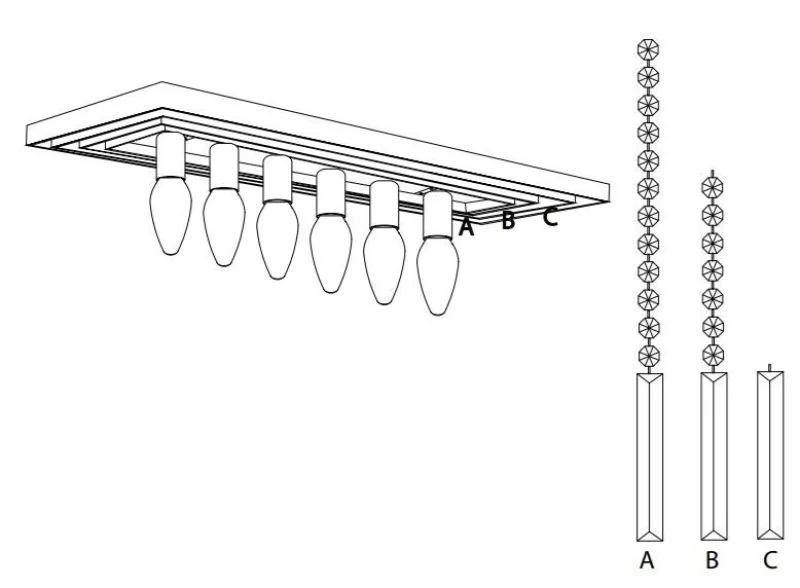 Interior sketch of Martinez crystal lamp