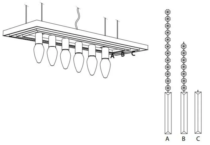 Ideal Lux Martinez pendant lamp crystal 83cm