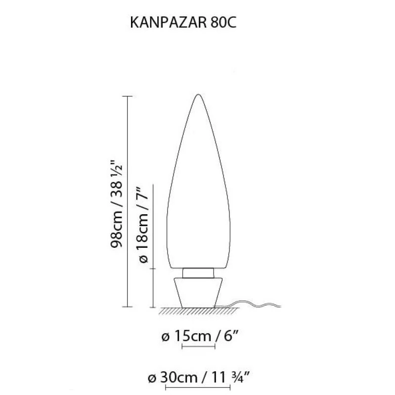 Stehlampe Kanpazar 150 C von Blux mit weißen Körper und Betonfuss