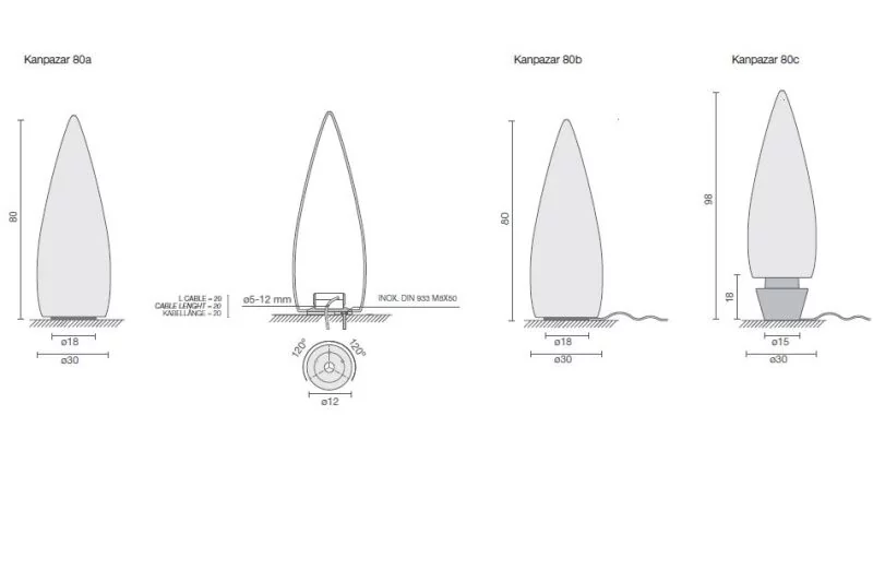 Innen oder Außen Stehleuchte Kanpazar 80B Blux skizze