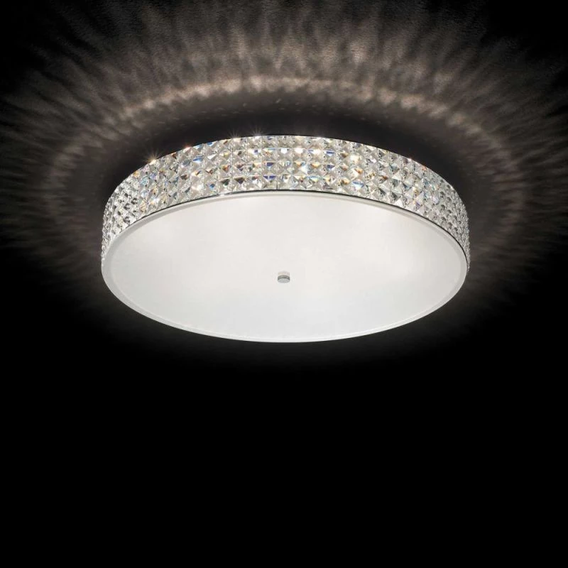 Große runde Deckenlampe Roma PL12 mit funkelnden Kristallen