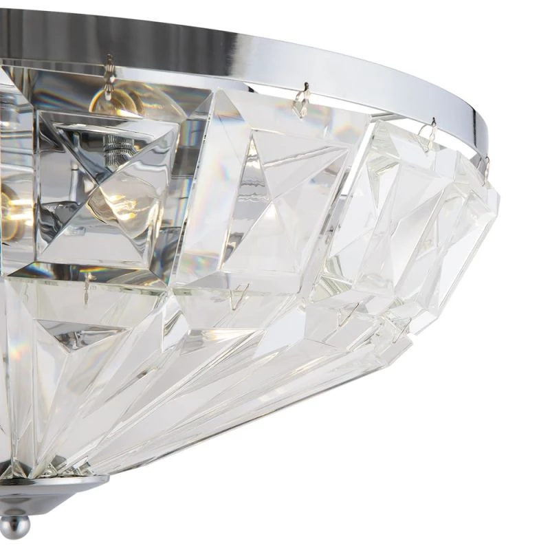 Crystal lamp is decorated with countless angular crystals