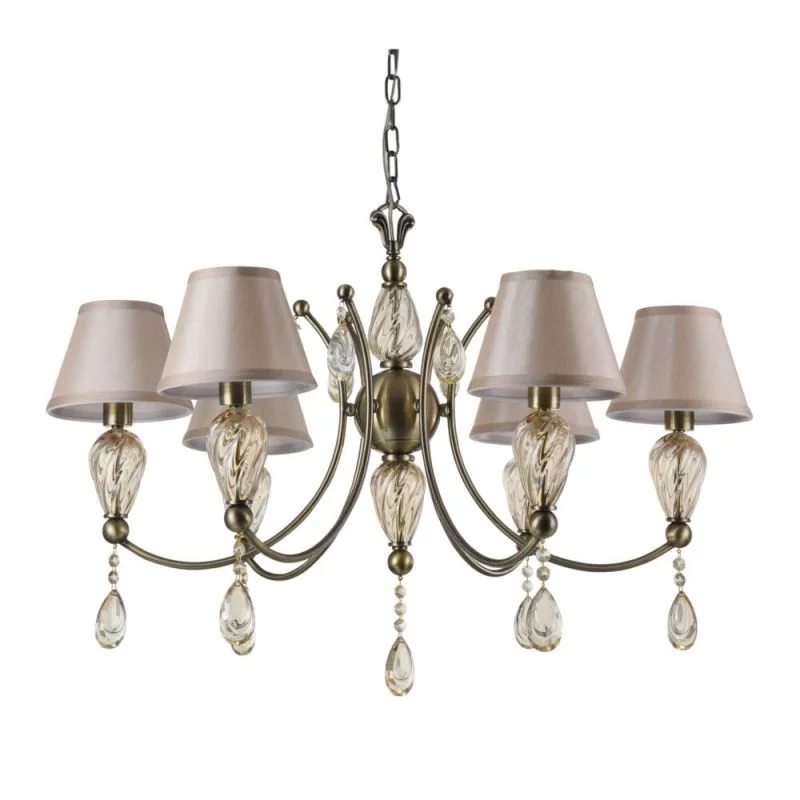 Luster mit Kristallen Glaselementen in Champagner