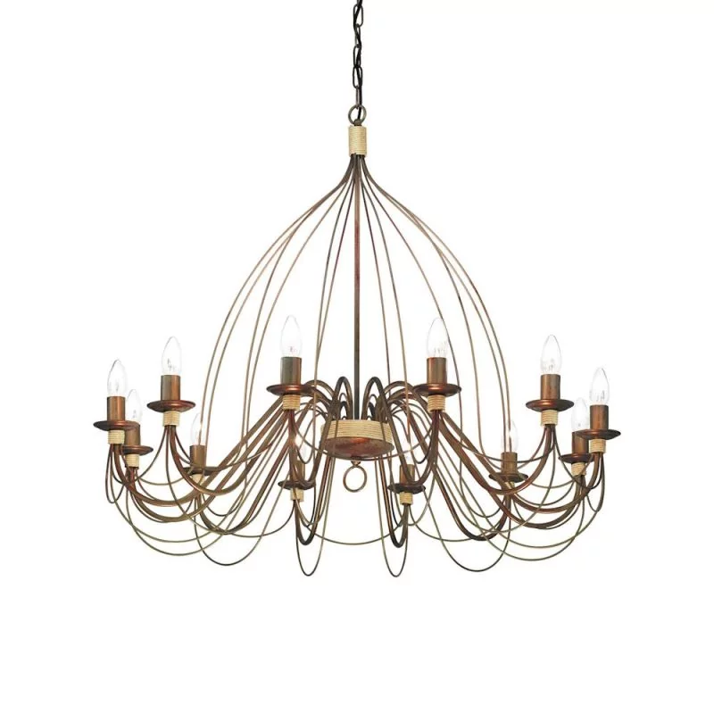 Metal chandelier Corte rust brown 12-flames Ø 950mm