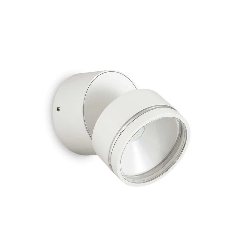 Round outdoor surface-mounted spotlight in white