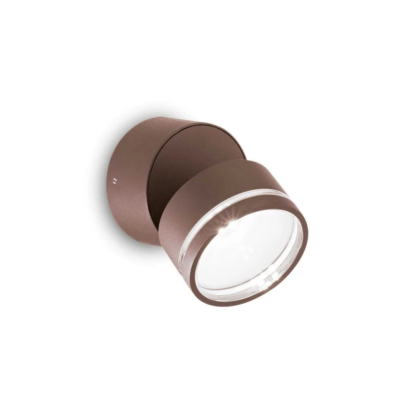 Round outdoor surface-mounted spotlight brown