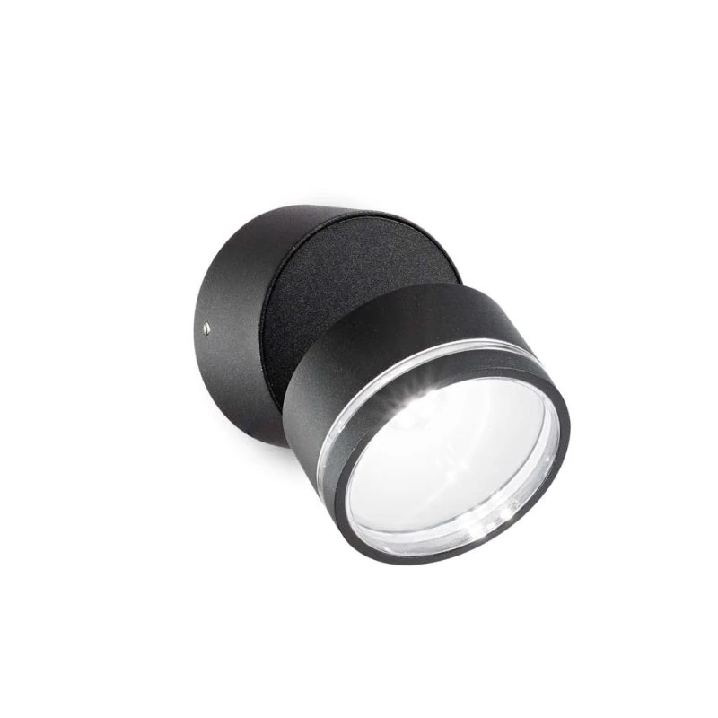 Round outdoor surface-mounted spotlight black