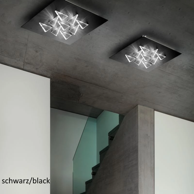 Braga Cristalli eckige LED Deckenleuchte in schwarz