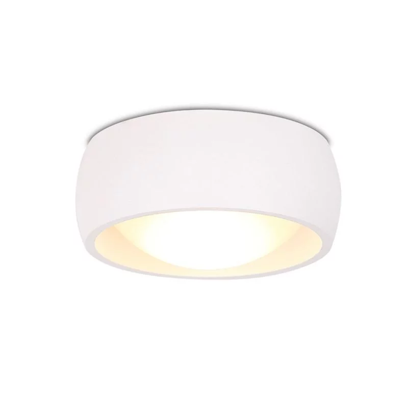 Small white LED ceiling lamp with rounded lampshade.