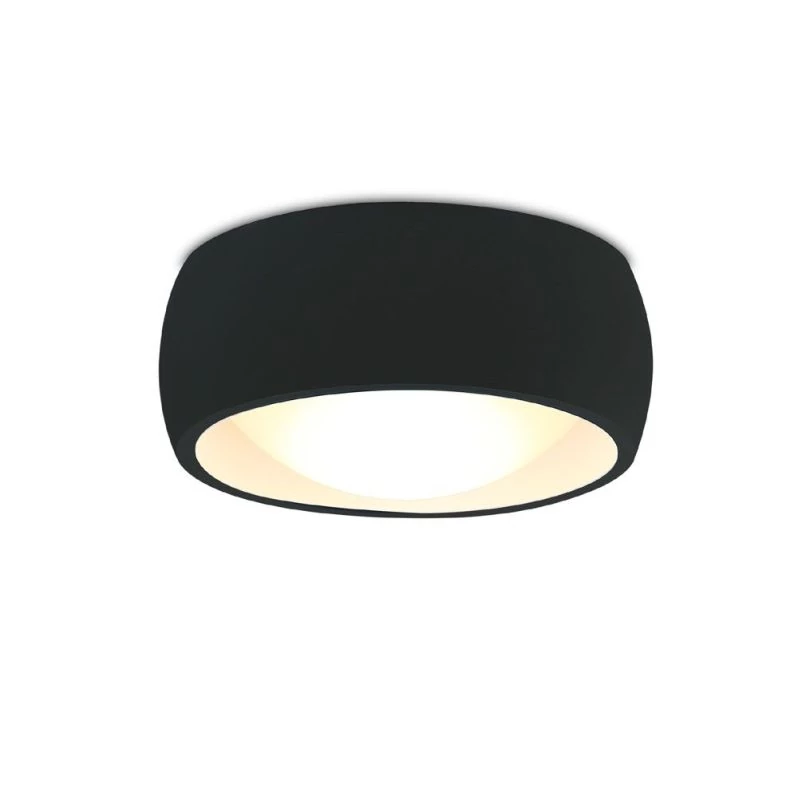 Black white LED ceiling lamp with rounded lampshade.