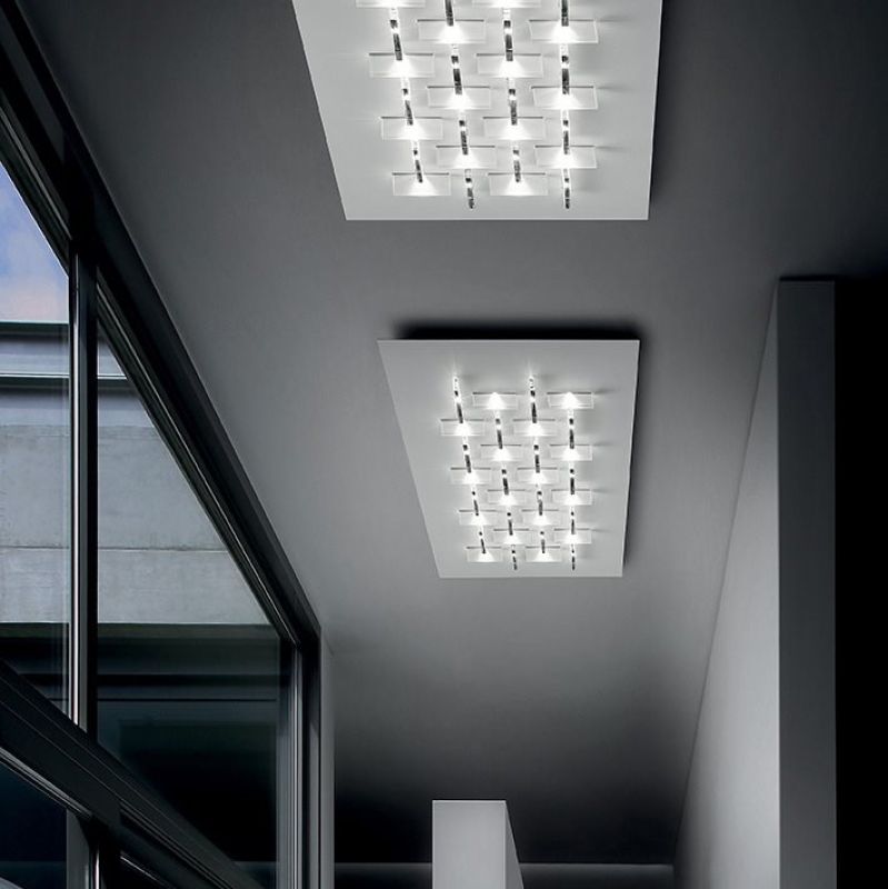 Rectangular hallway ceiling light in Inox