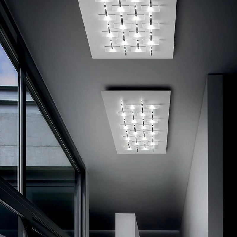 Rectangular hallway ceiling light in Inox