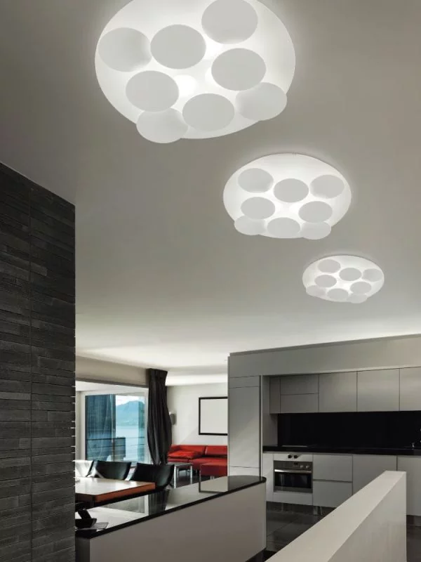 Round white LED ceiling lamp Nuvola Ø60cm with white 8 rotating discs Ø:60cm