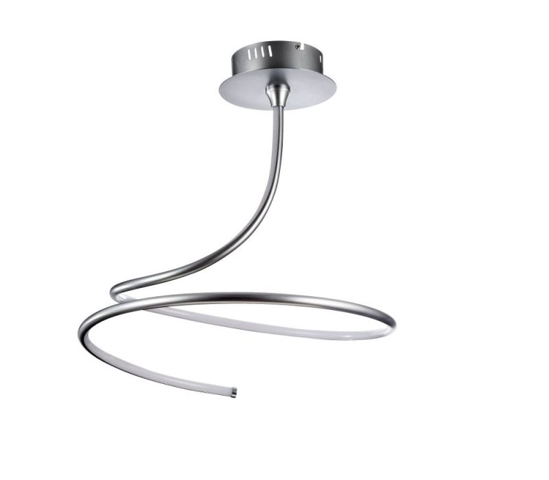 Curved ceiling lamp in silver matt