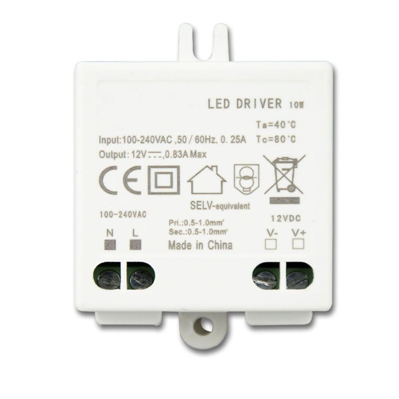 small square LED transformer max. 10W, colour: white