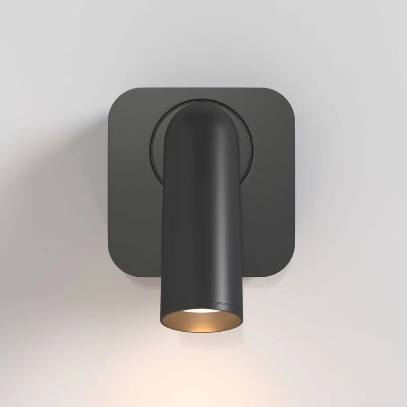 Square reading light in black