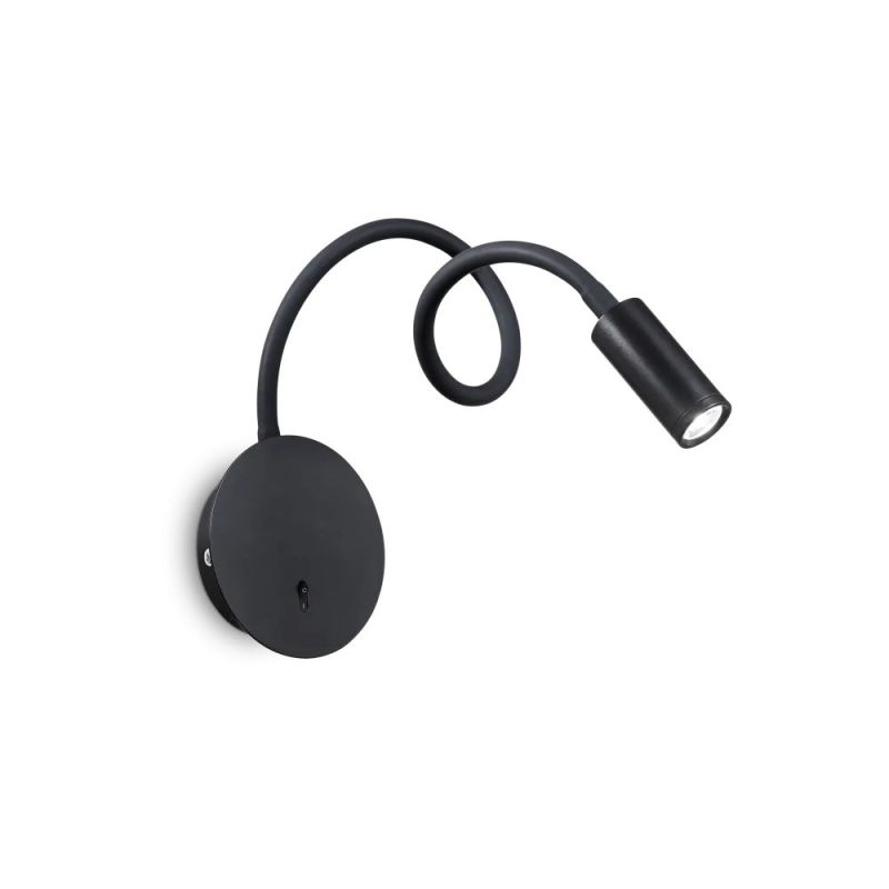 Flexible LED bedside light with gooseneck in black/