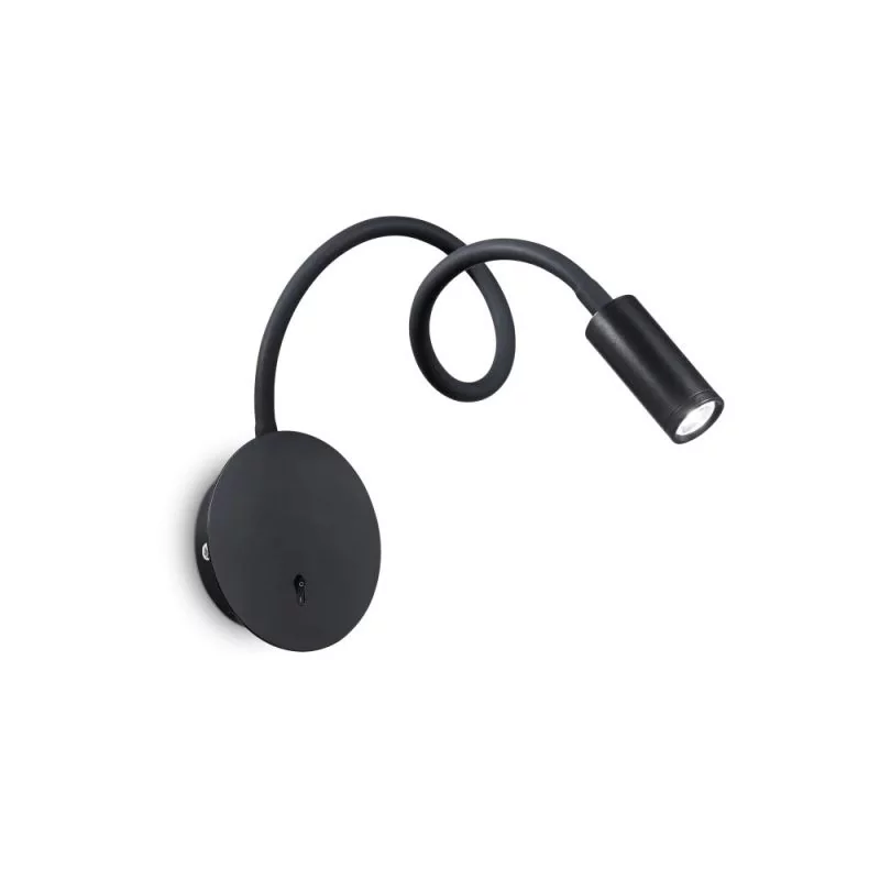 Flexible LED-Bettleuchte mit Schwanenhals in Schwarz