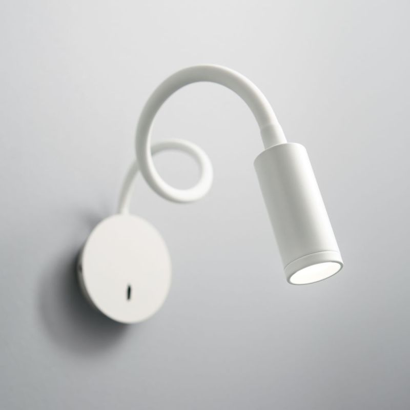Flexible LED bed light with gooseneck in white