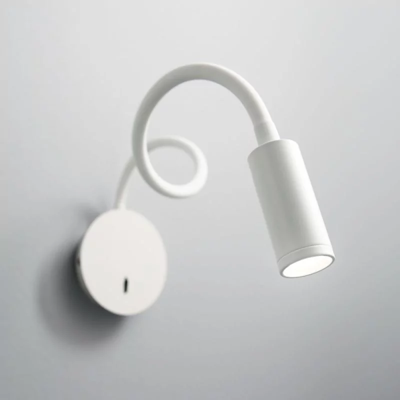 Flexible LED-Bettleuchte mit Schwanenhals in Weiß