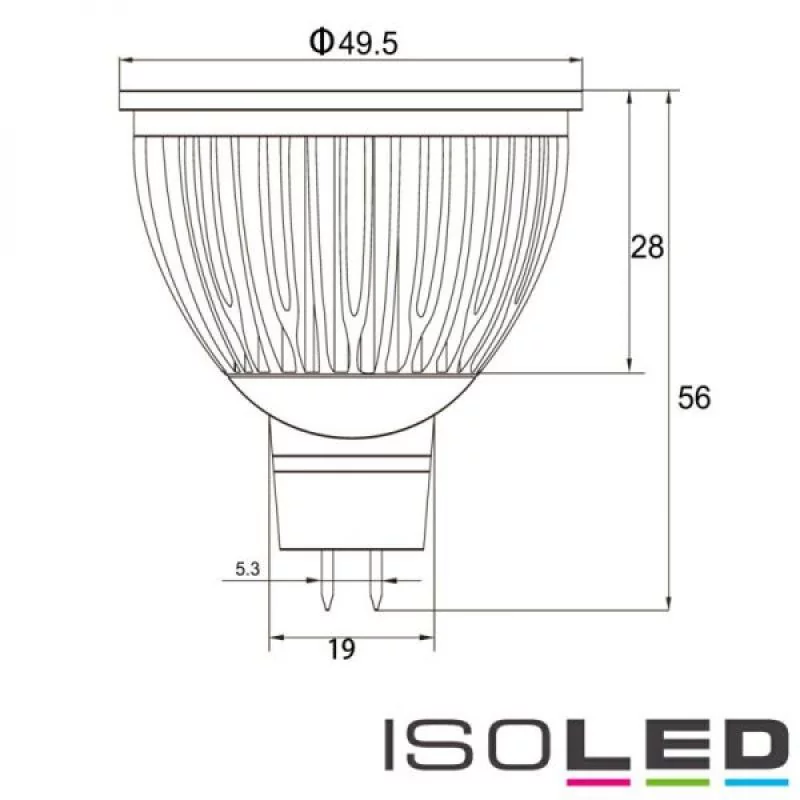 MR16 LED glass spot 12V 6W 120° warm white