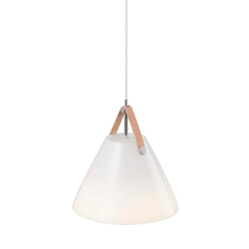 Glass pendant lamp Strap 27 leather suspension in brown