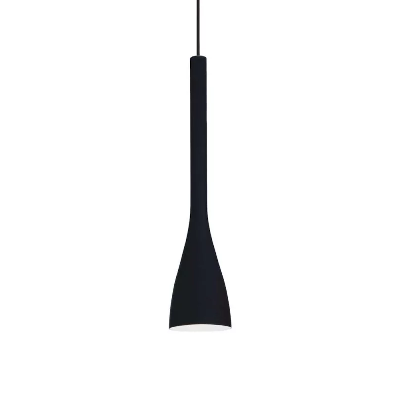 Narrow long pendant light with black glass body