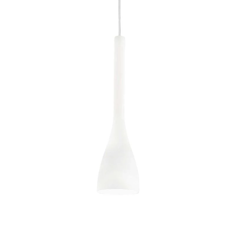 Narrow long pendant light with white glass body