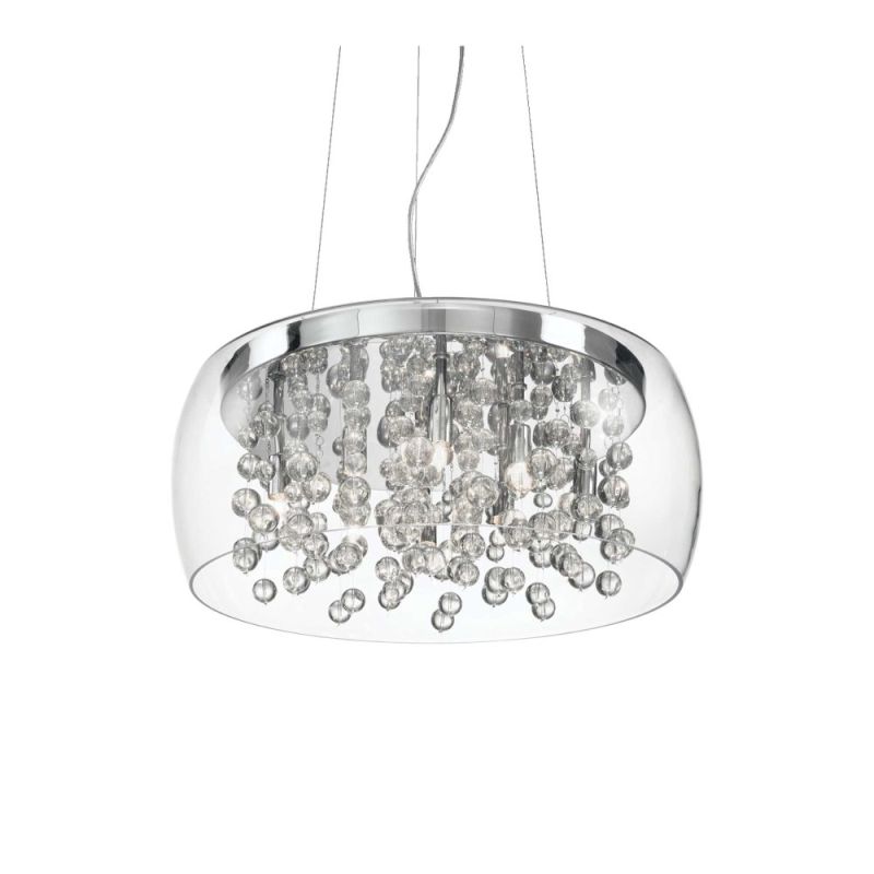 Pendant lamp Audi 80 with clear glass lampshade and floating pearls