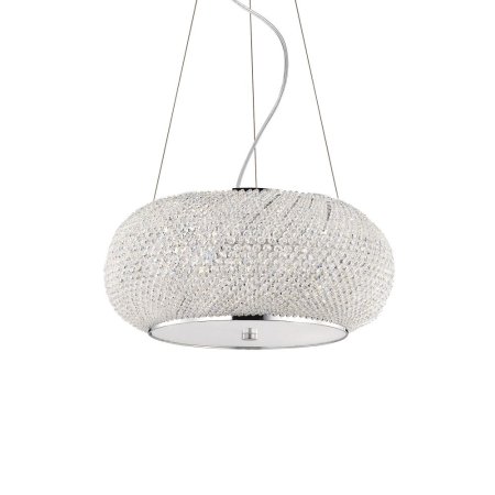 Ideal Lux crystal pendant lamp Pasha chrome 6-flame