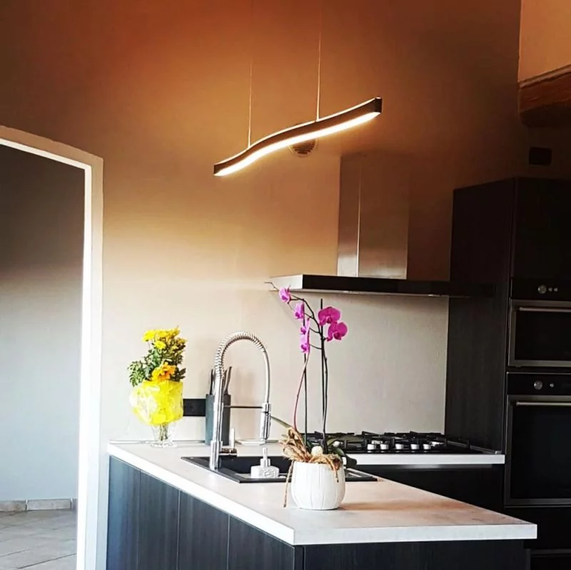 LED pendant light above the kitchen island