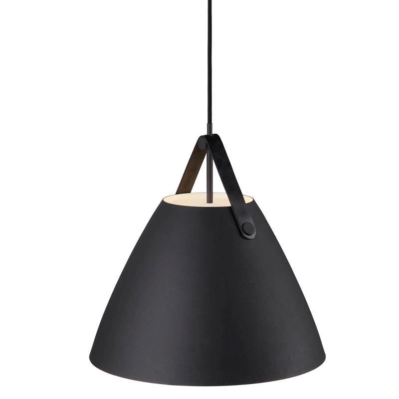 Pendant lamp Strap 36 black leather suspension in black