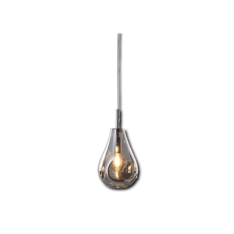 Drop-shaped glass pendant lamp in black-gray