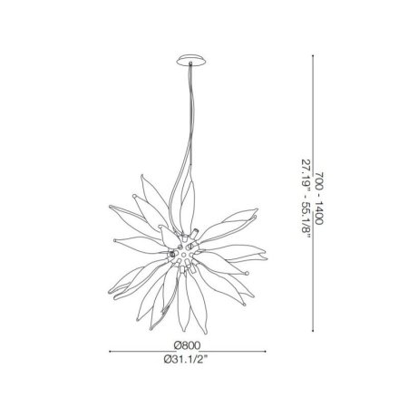 Ideal Lux LED pendant lamp Leaves SP12