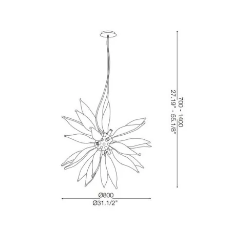 Skizze der großen Pendellampe Leaves SP12 Ø:80cm