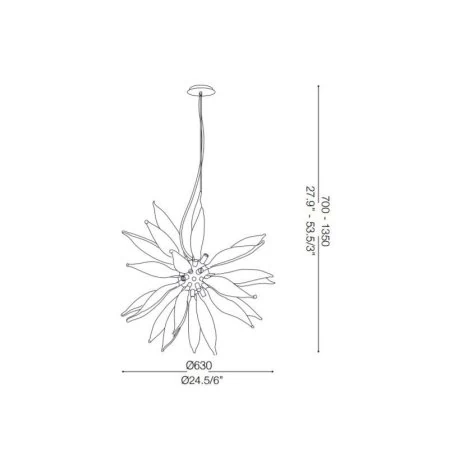 Skizze der kleineren Pendellampe Leaves SP8 Ø:63cm