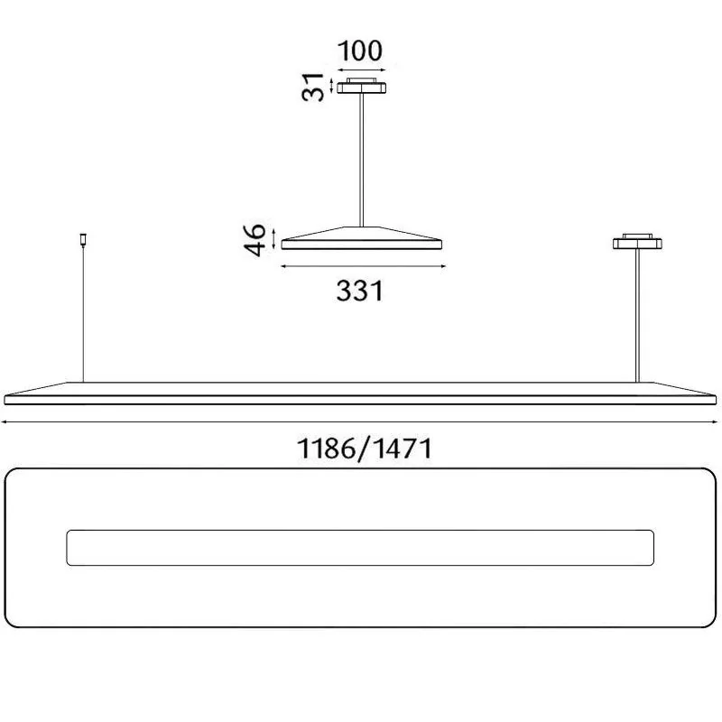 Planlicht Skai suspension lamp office di/id 1471mm