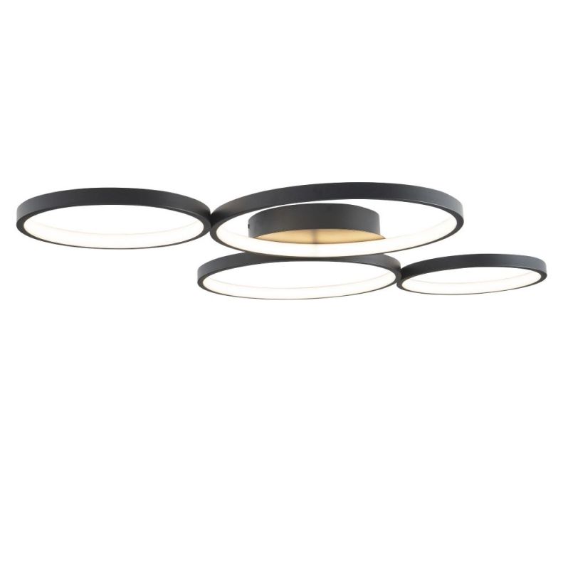 Ring Deckenlampe Velvet mit 4 schwarzen Ringen