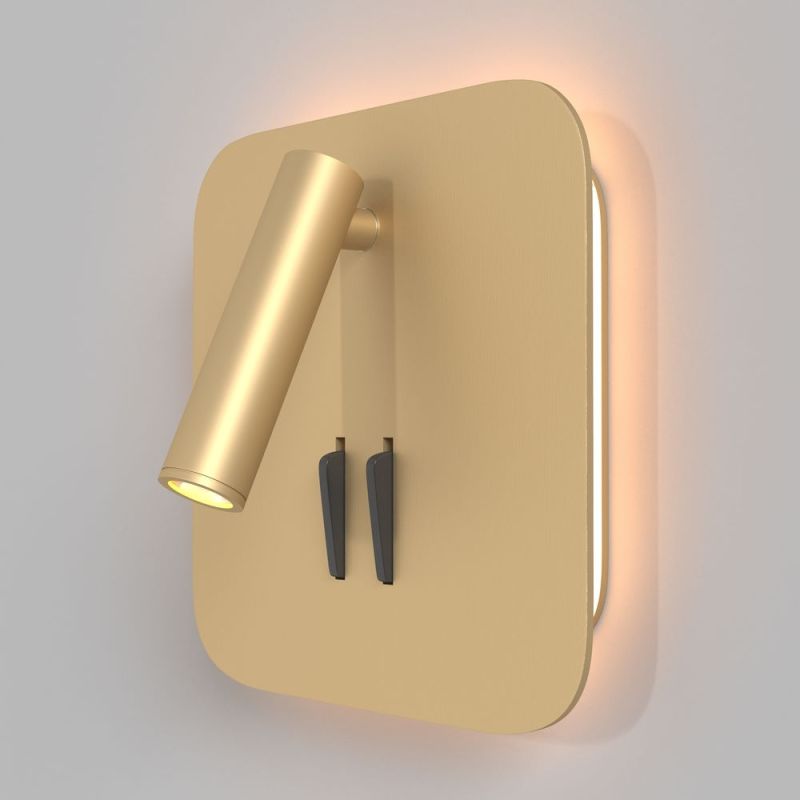 Eckige LED Wand-Leseleuchte IOS 176 von Maytoni in matt gold