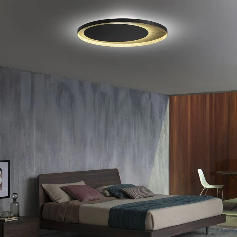 Große Schlafzimmer Deckenlampe Pico Farbe: Schwarz/Gold