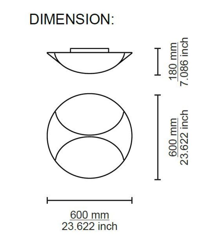 Lika round fabric ceiling lamp Sinua 60cm