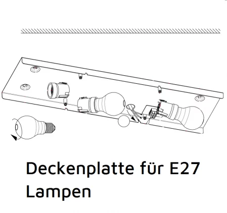 Passende E27 Deckenplatte für rechteckige Segeltücher